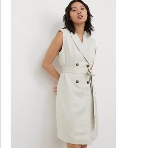 H&M Beige Linen Blend sleeveless Long jacket